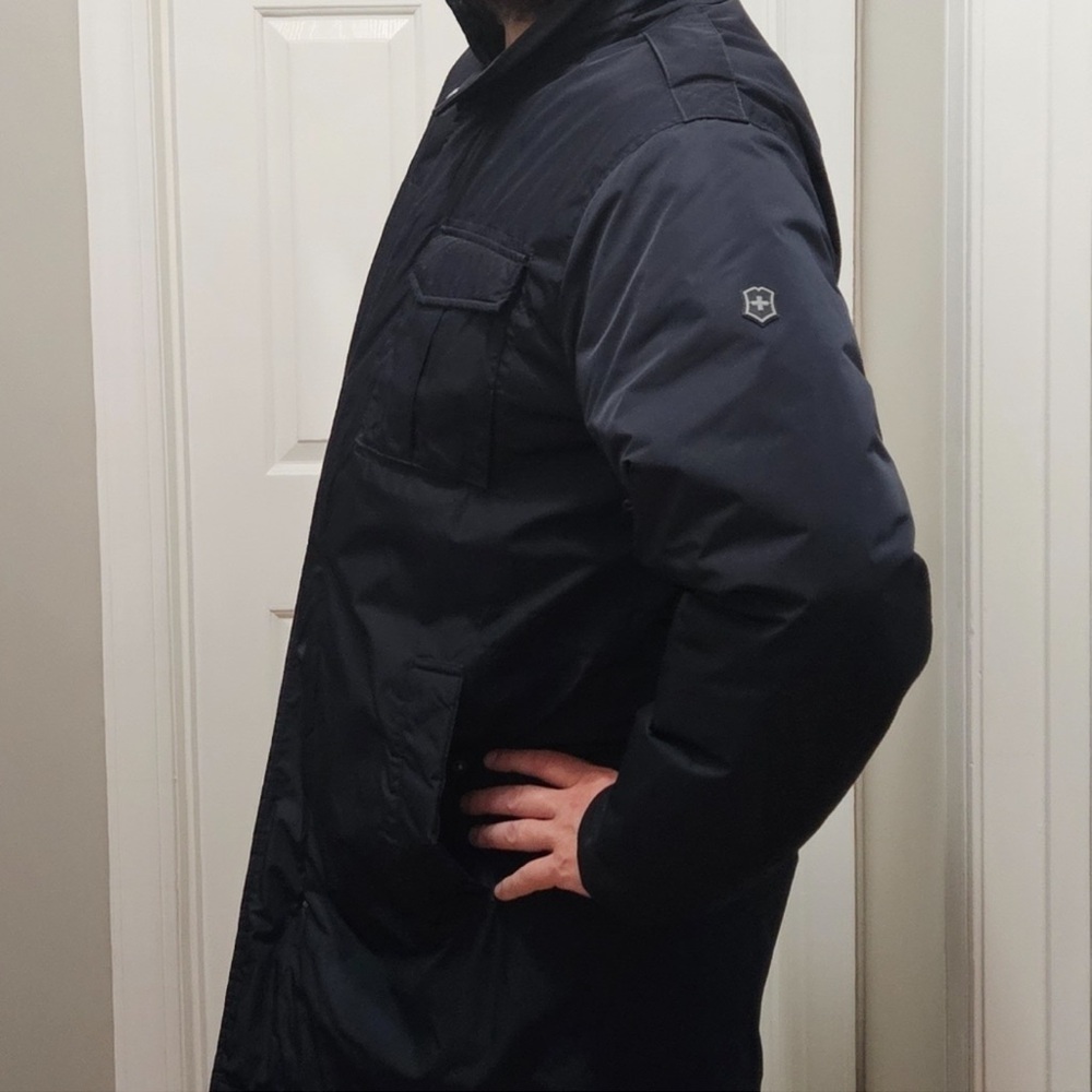 Victorinox Jacket SwissArmy Black Full Length Parka Coat Size XL